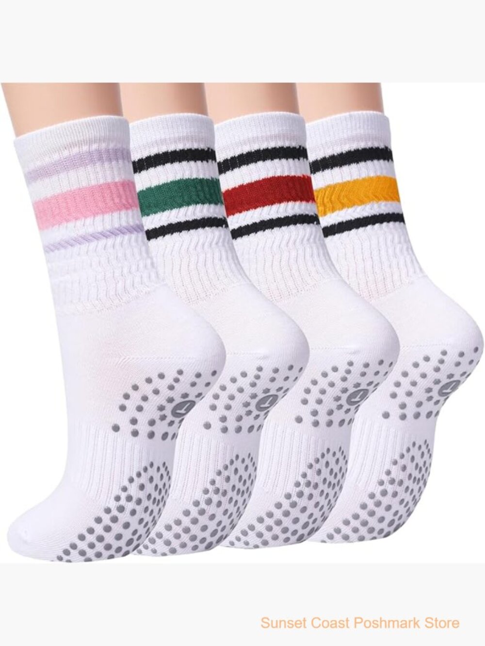 Non Slip Pilates Socks with Grippers for Yoga Barre Exercise